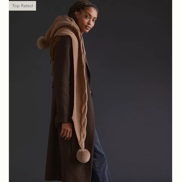 Anthropologie Hooded Scarf - brown